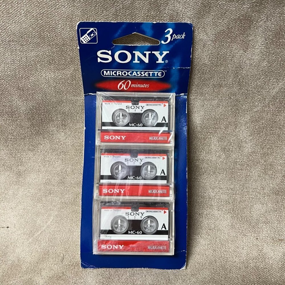 Sony MC-60 Microcassette Recordable Blank Cassette 3 pack 60 min New & Sealed